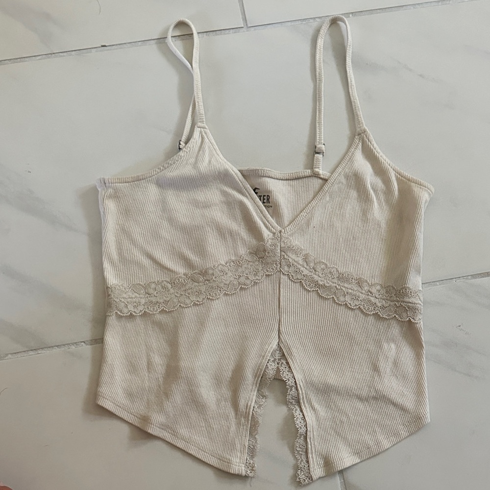 Hollister Beige Lace Detail Top